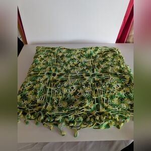 Crochet Green And Yellow Loose Weave Tablecloth